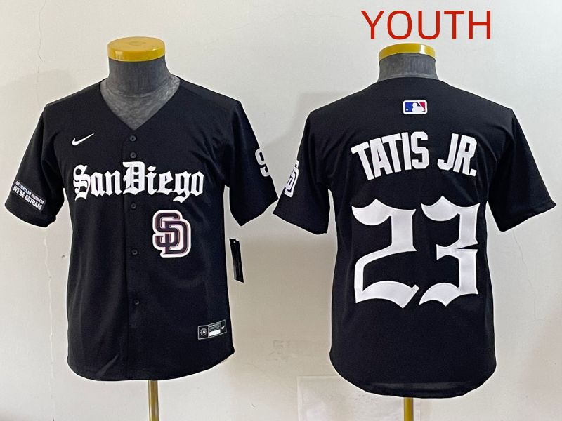 Youth 2025 San Diego Padres #23 Tatis jr Black Five generations Joint Name Nike MLB Jersey style 19->youth mlb jersey->Youth Jersey